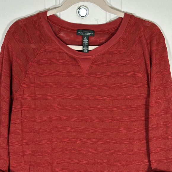 Lauren Ralph Lauren Shirt Womens Large Red Lightweight Knit Long Sleeve Ladies - Picture 2 of 7